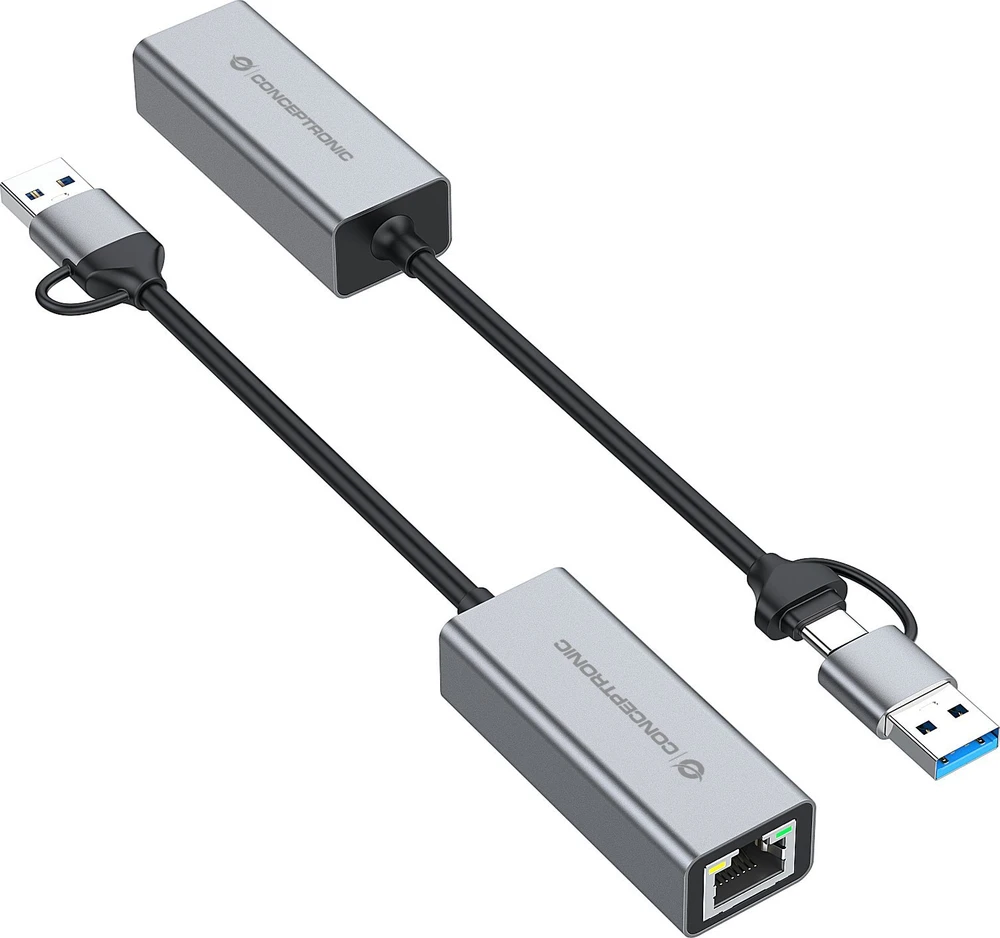 Adapteris USB Conceptronic USB-C - RJ-45 pilka (ABBY08G)