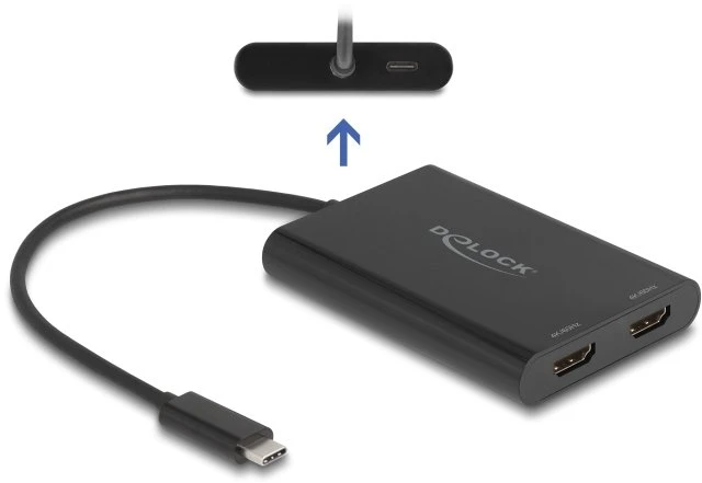 Adapteris USB Delock 64309 USB-C - HDMI x2 Juodas (64309)