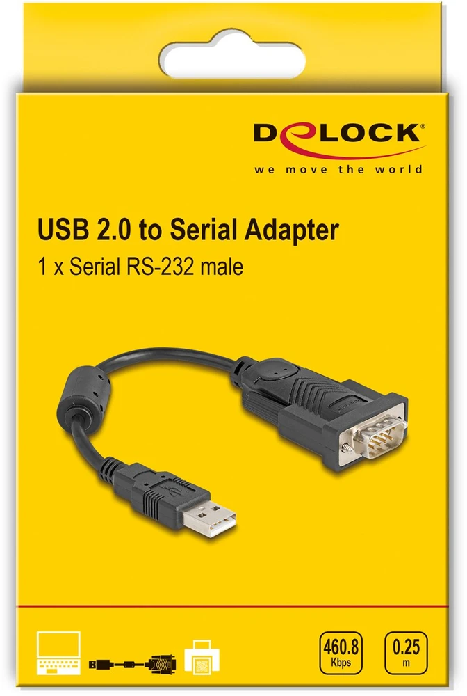 Adapteris USB Delock USB-A - RS-232 Juodas (64276)