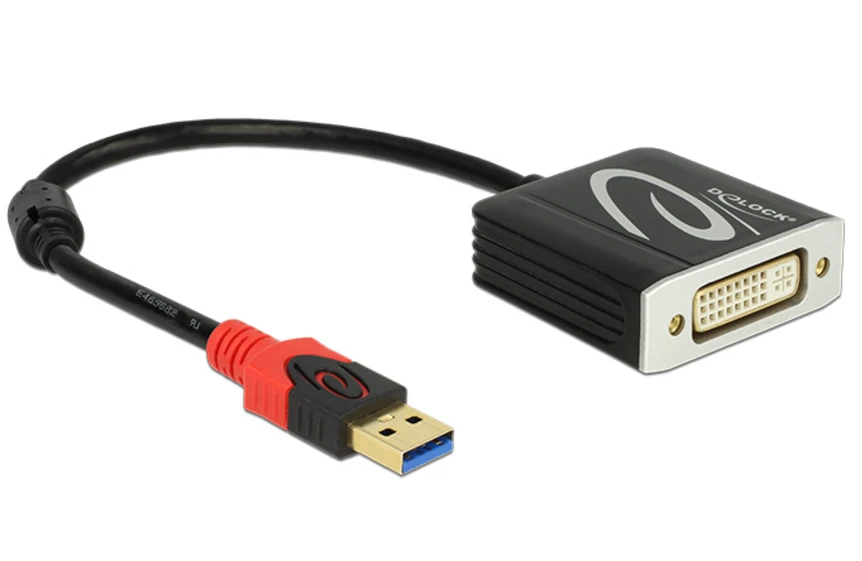 Delock USB-A į DVI adapteris su raudona jungtimi