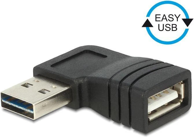 „Delock“ adapteris EASY-USB 2.0-A kištukas > USB 2.0-A lizdas, pakreiptas į kairę / dešinę