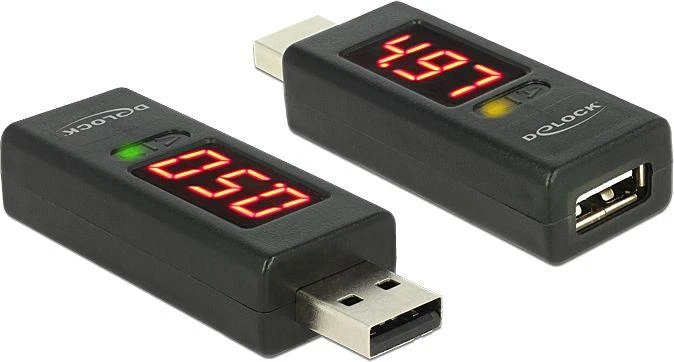 Delock USB adapteris su LED voltmetro ekranu
