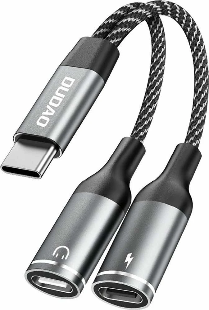 Dudao L13C+ 2in1 USB-C adapteris – pilkas