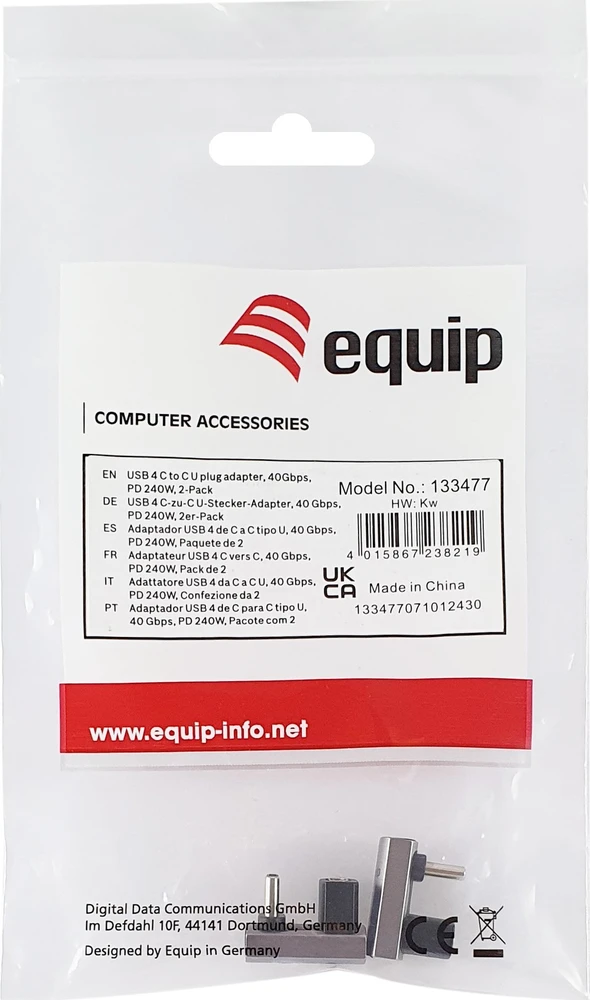 Adapteris USB Equip 133477 USB-C - USB-C Sidabrinė (133477)