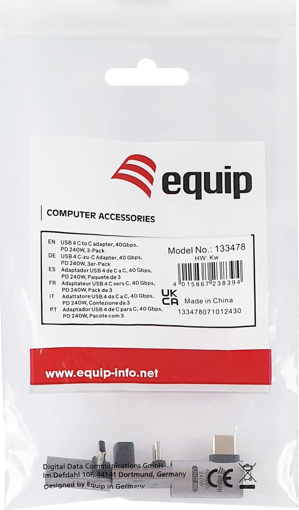 Equip USB-C adapterių komplektas pakuotėje