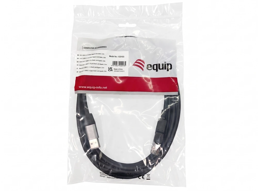 Adapteris USB Equip GigaBit USB-C+A->RJ45 St/St 3.00m juoda (133103)