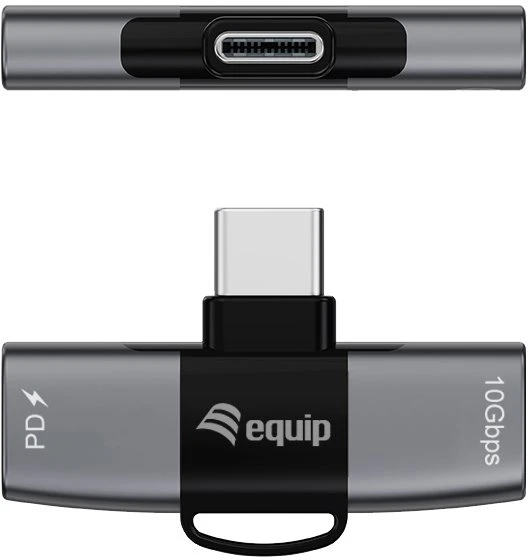 Adapteris USB Equip USB-C - USB-C x2 Pilka (133479)
