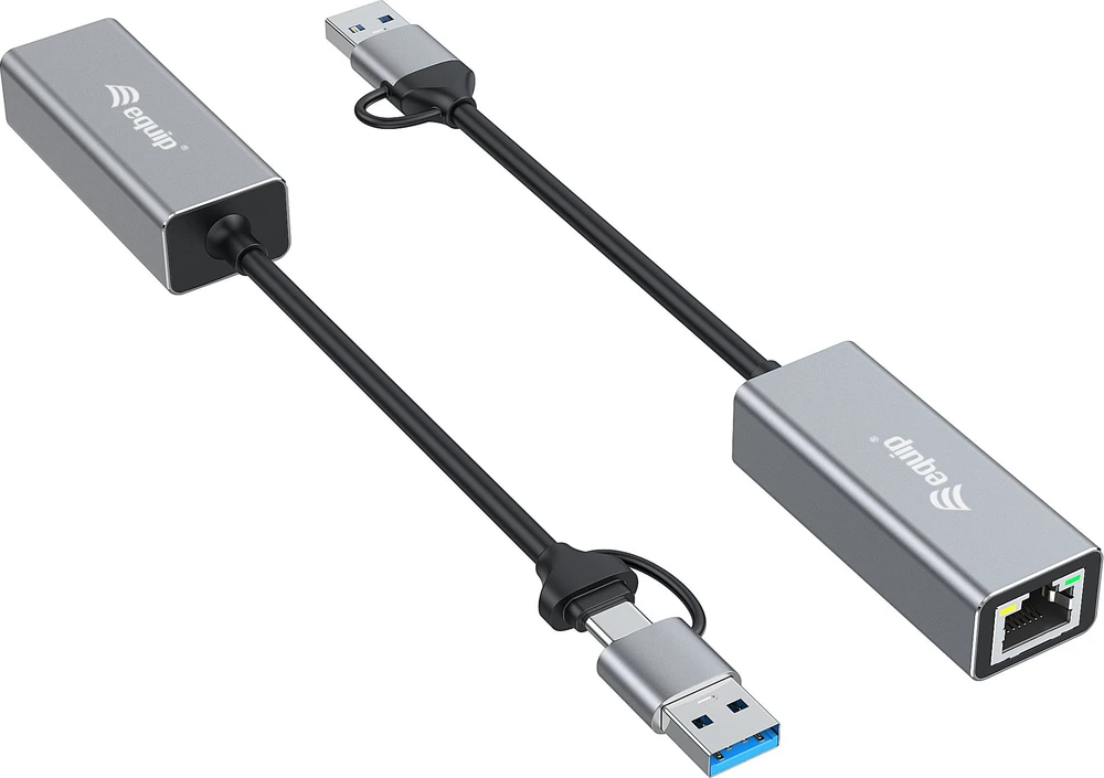 Adapteris USB Equip USB-C - RJ-45 Pilka (133495)