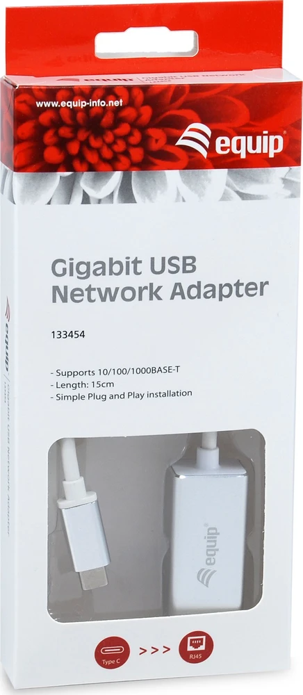 Adapteris USB Equip USB-C - RJ-45 Sidabrinė (133454)