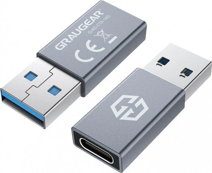 USB adapteris Graugear USB-C - USB Sidabrinis (G- AD- CTA- 10G)