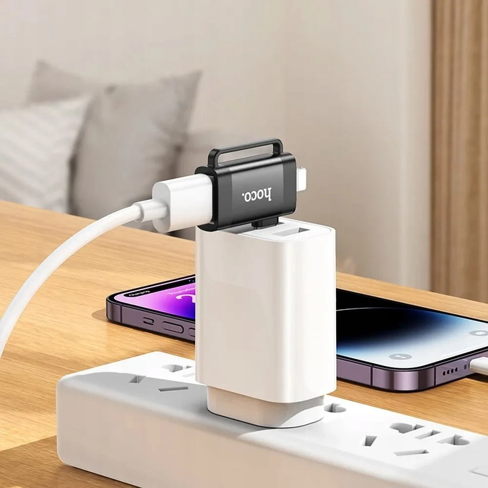 Adapteris OTG 2in1 USB C / Lightning to USB A Hoco UA31F juodas