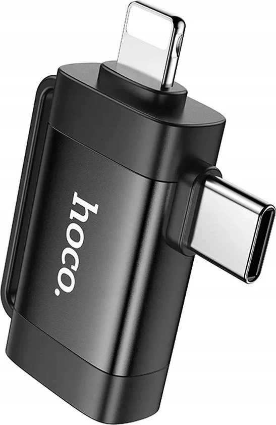 Adapteris OTG 2in1 USB C / Lightning to USB A Hoco UA31F juodas