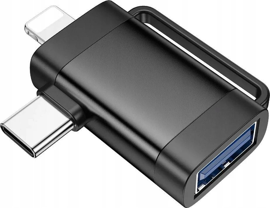 Adapteris OTG 2in1 USB C / Lightning to USB A Hoco UA31F juodas