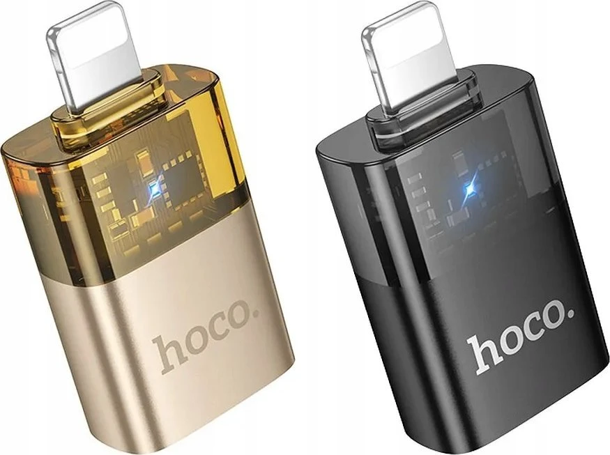 Adapteris OTG Lightning to USB A Hoco UA36 juodas transparent