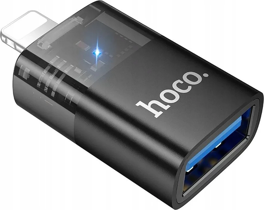 Adapteris OTG Lightning to USB A Hoco UA36 juodas transparent