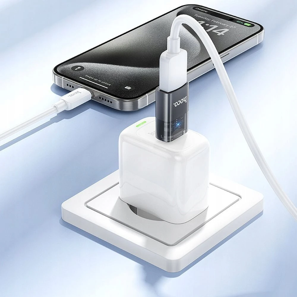 Adapteris OTG USB C to USB A Hoco UA36B transparent juodas