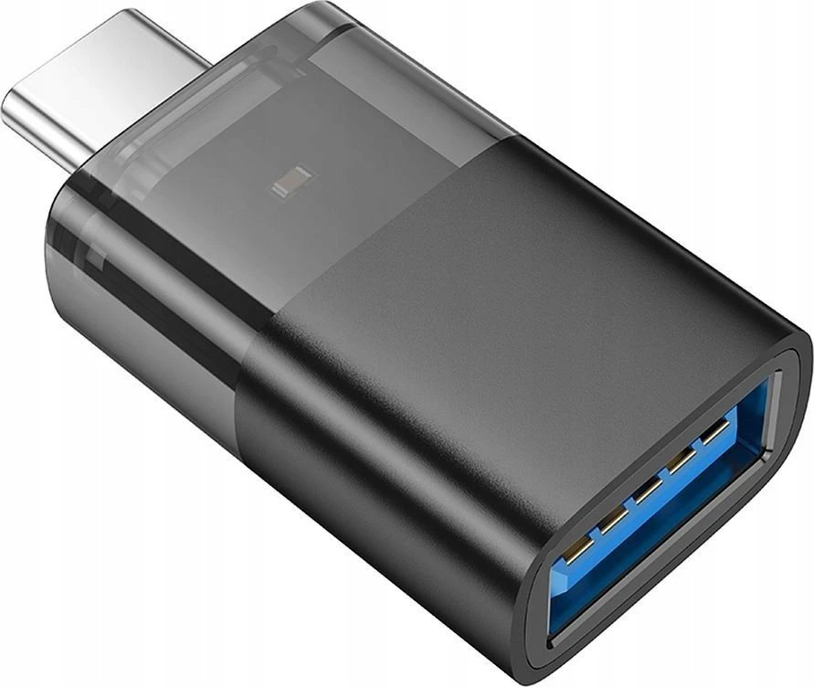 Adapteris OTG USB C to USB A Hoco UA36B transparent juodas