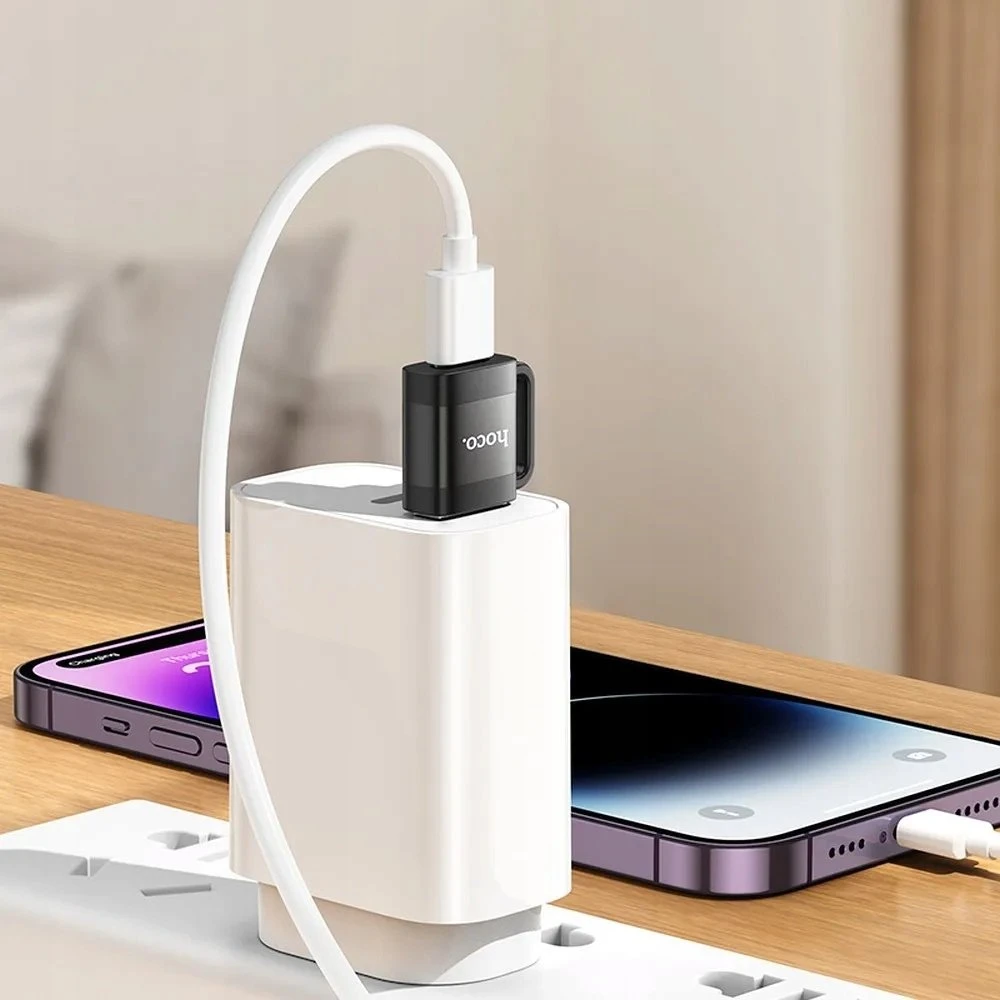 Adapteris OTG USB A to USB C Hoco 3A UA31D juodas
