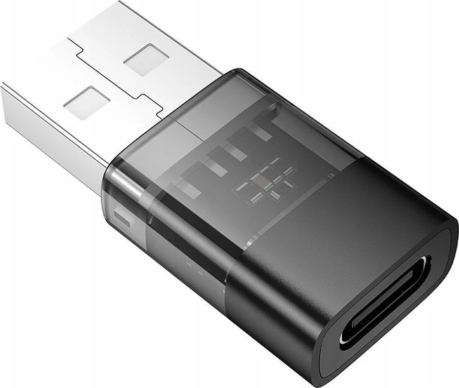 Adapteris USB A to USB C Hoco UA36C transparent juodas