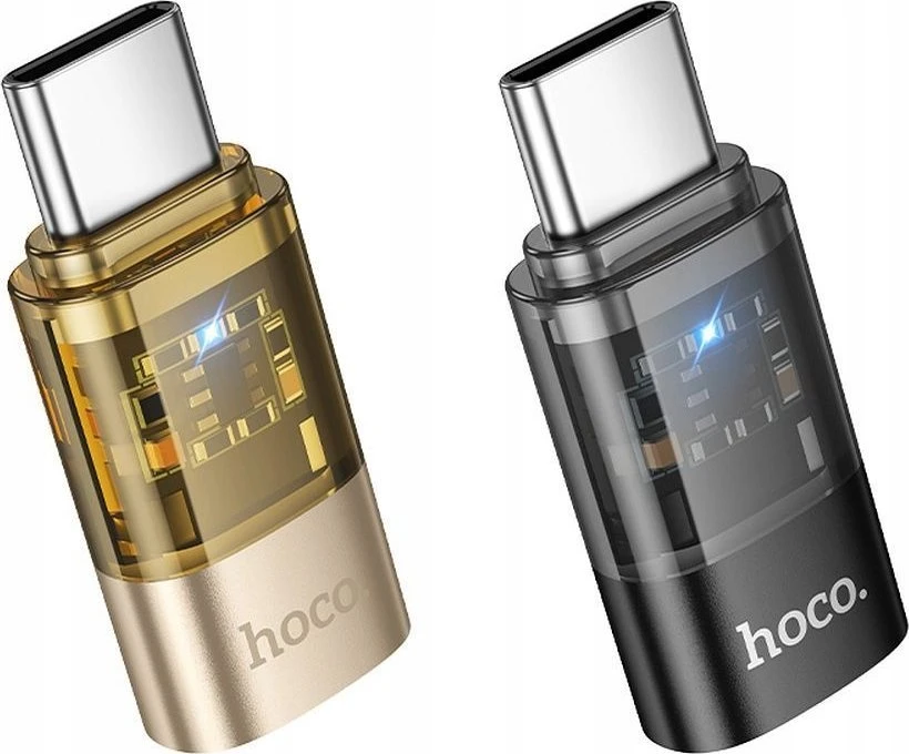Adapteris USB C to Lightning Hoco UA36D transparent juodas