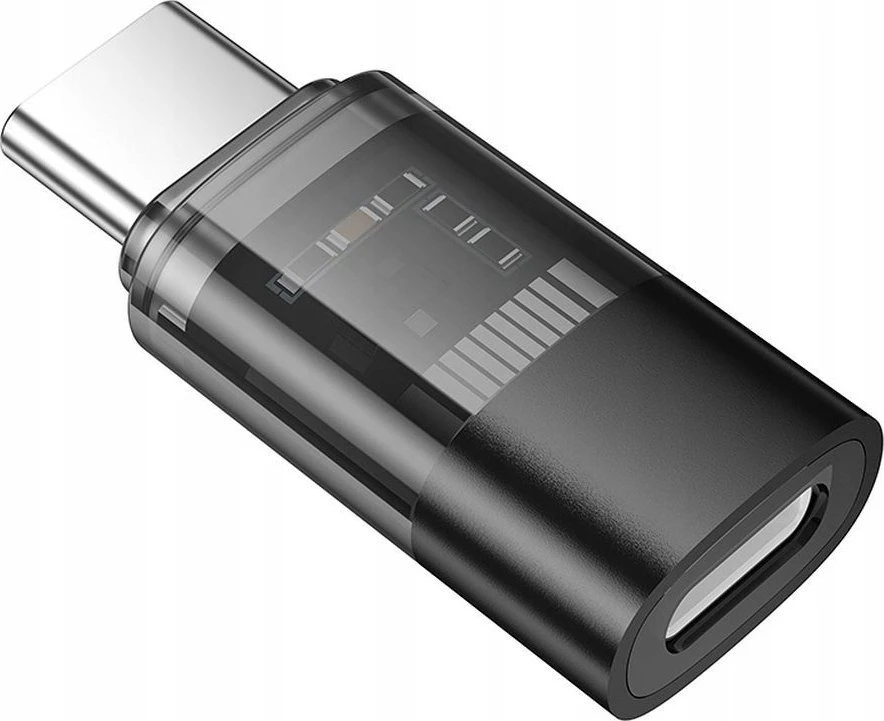 Adapteris USB C to Lightning Hoco UA36D transparent juodas