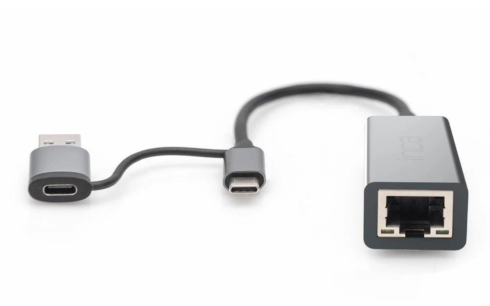 Adapteris USB Inca IUTP-01TX RJ-45 - USB-C + USB-A Mėlyna (IUTP-01TX)