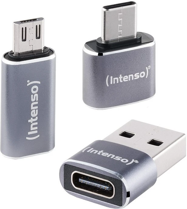 Adapteris USB Intenso 7600913 USB-A - USB-C | USB-C - MicroUSB Sidabrinė (7600913)
