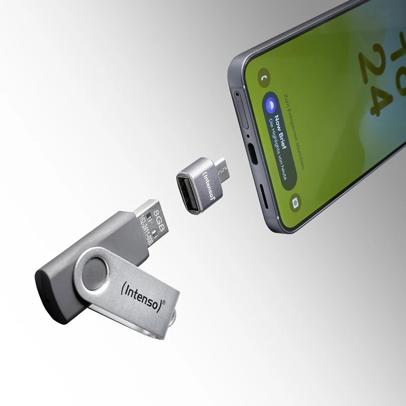Intenso USB intensyvumo adapteris C480A USB-A - USB-C, pilkas (7600013)
