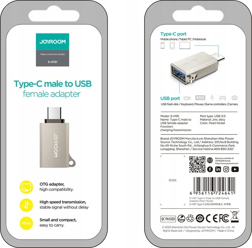 Adapteris Joyroom S-H151 USB-A prie Type-C