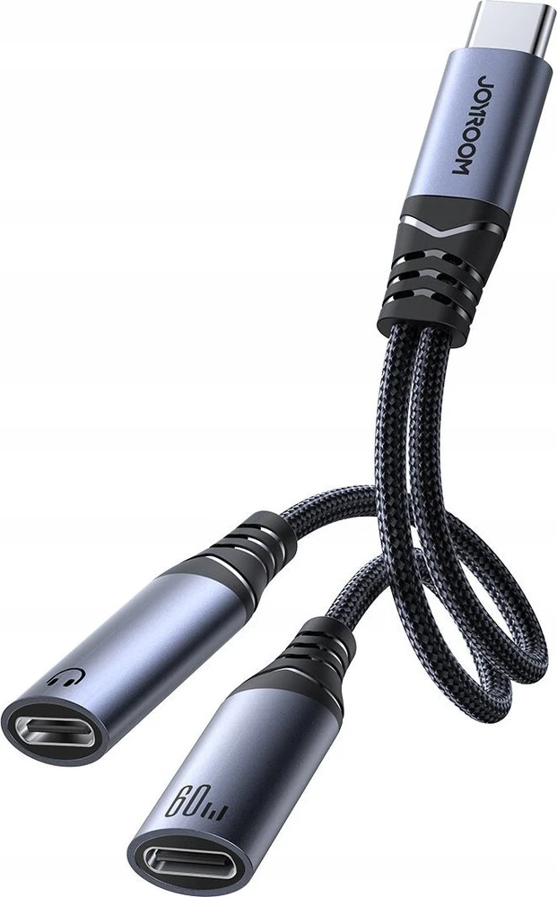 Garso adapteris du viename Joyroom SY-C03 Type-C į Dual Type-C (juodas)