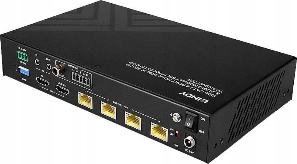 HDBaseT Skirstytuvas - LINDY Cat.6 HDMI 4K60 HDBaseT Skirstytuvas 4 Prievadai su PoC 100 m