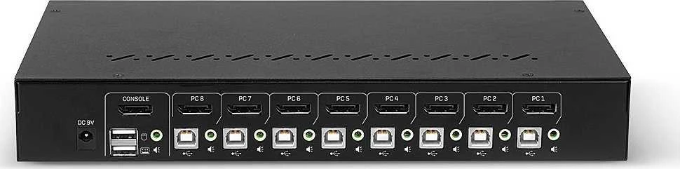 KVM Switch - LINDY 8 Prievadų DisplayPort 1.2, USB 2.0 ir Garso KVM Switch, Juodas