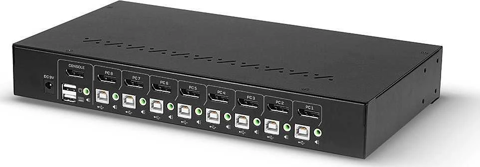 KVM Switch - LINDY 8 Prievadų DisplayPort 1.2, USB 2.0 ir Garso KVM Switch, Juodas