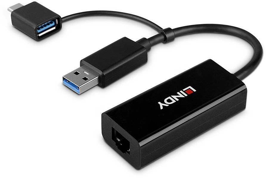LINDY Ethernet adapteris su USB-A ir USB-C jungtimis
