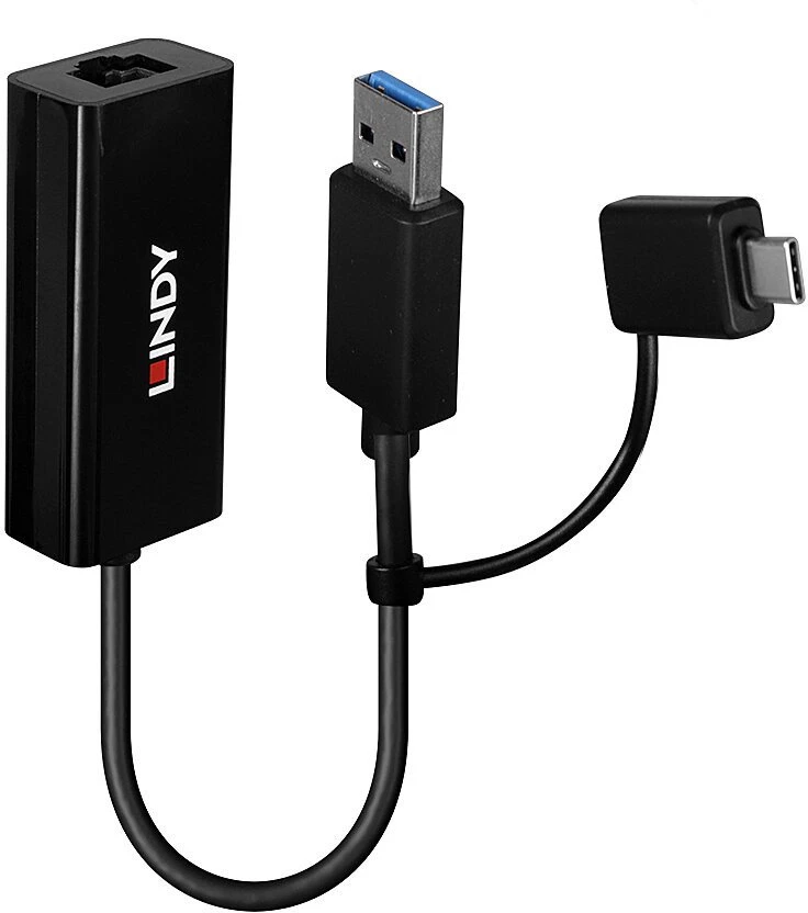 LINDY tinklo adapteris su USB-A ir USB-C jungtimis