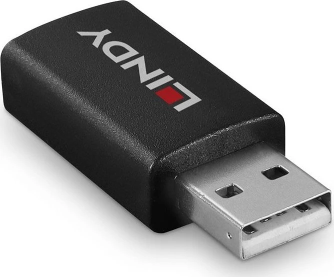 USB Adapteris - LINDY USB 2.0 Type A į A Duomenų Blokatorius, M/F, Juodas