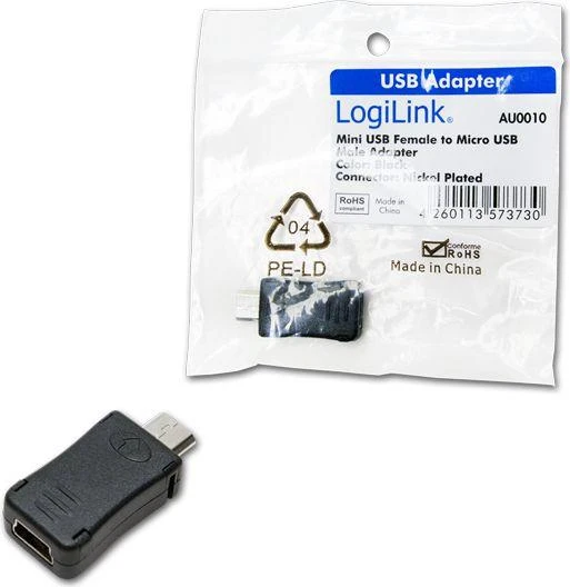 Logilink USB Adapteris Micro-B USB male, Mini USB 5-pin female