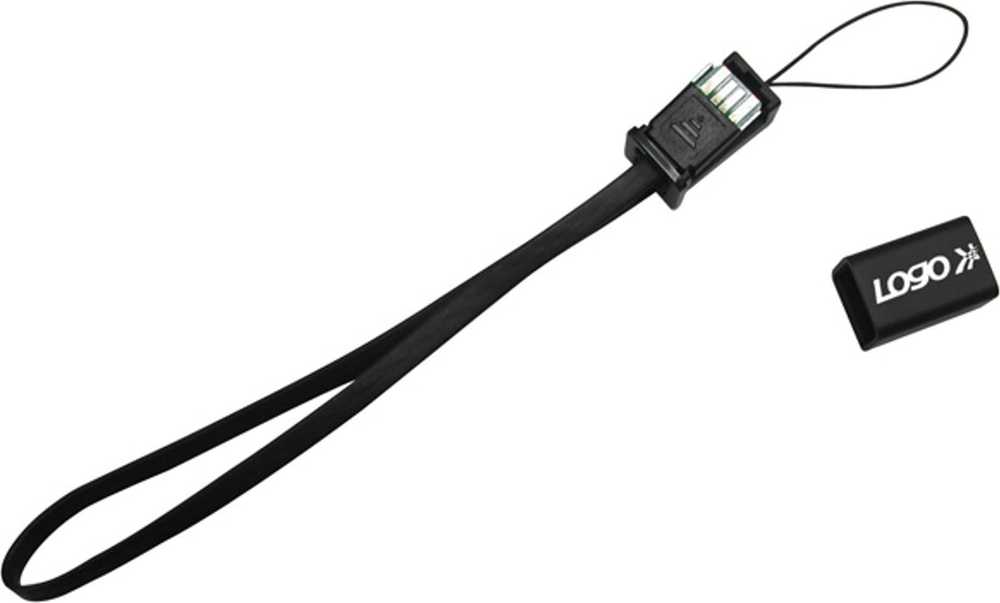 Logo USB kabelis (2.0), USB A M - microUSB (M), 0.3m, juoda, blister, smycz na nadgarstek, EOL