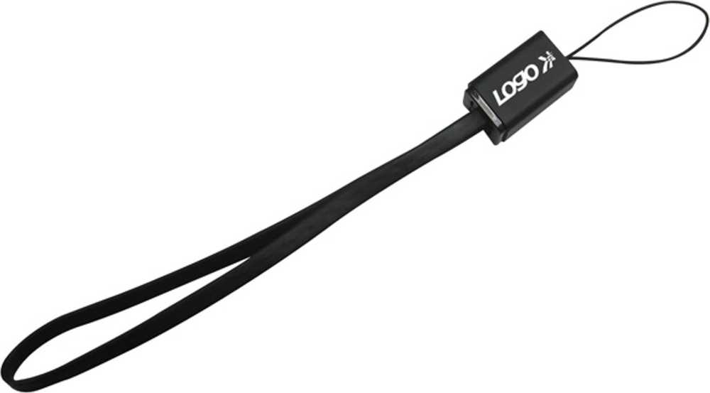 Logo USB kabelis (2.0), USB A M - microUSB (M), 0.3m, juoda, blister, smycz na nadgarstek, EOL