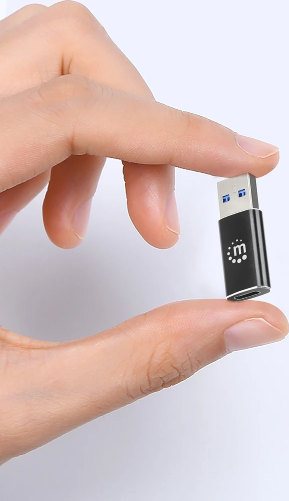 Adapteris USB Manhattan USB-A - USB-C Juodas (153980)