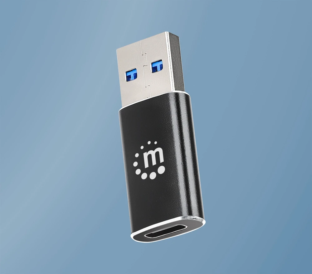 Adapteris USB Manhattan USB-A - USB-C Juodas (153980)