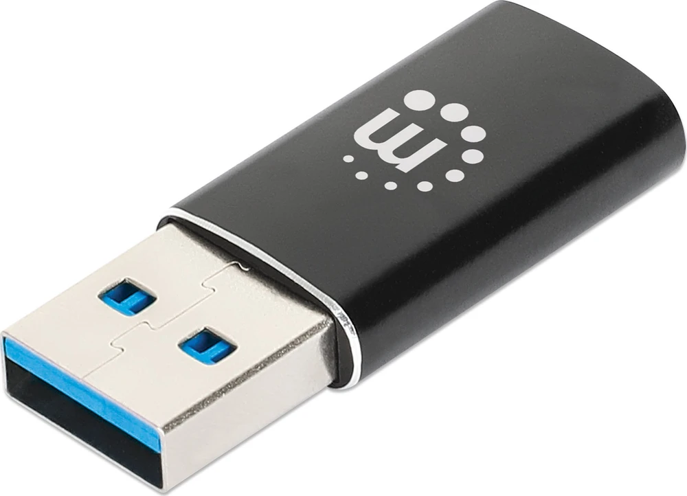 Adapteris USB Manhattan USB-A - USB-C Juodas (153980)