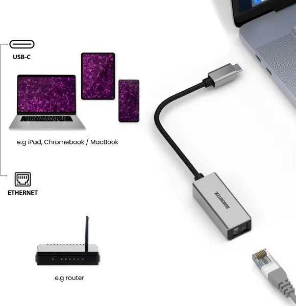 USB adapteriai Marmitek Marmitek USB-C jungties adapteris Ethernet jungtimi
