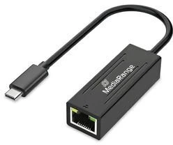 „MediaRange“ USB-C tinklo adapteris su RJ45 prievadu, 20 cm, juodas