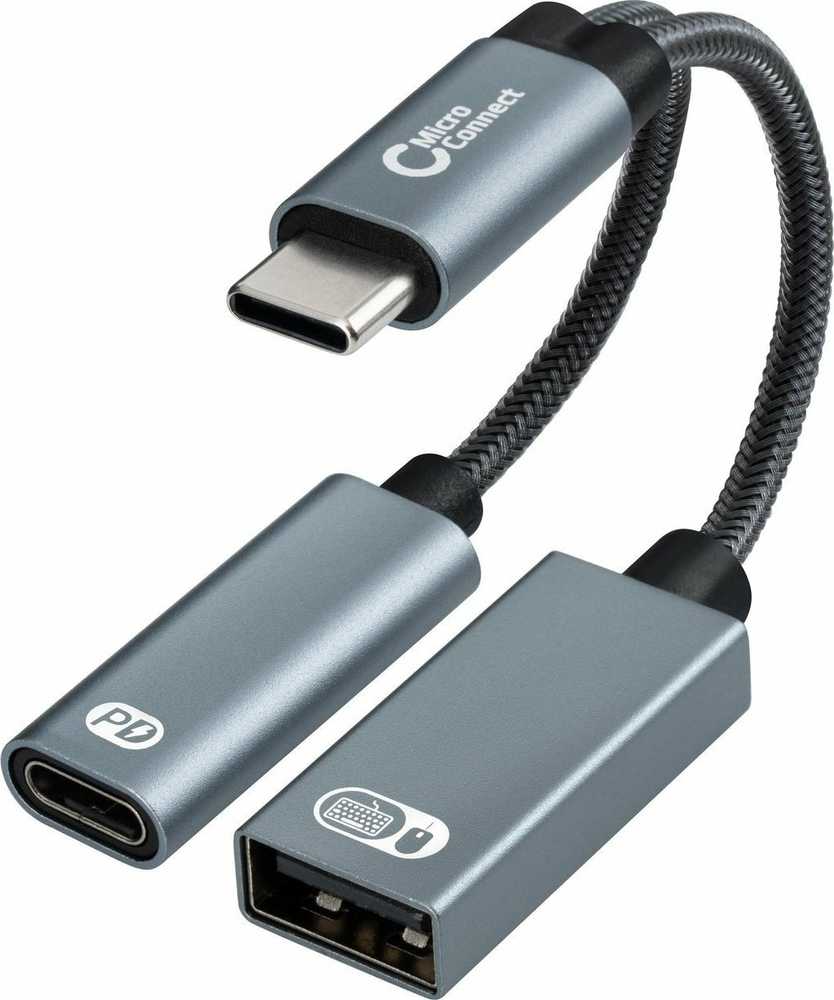 Adapteris USB MicroConnect MC-USBC-CFAF USB-C - USB-A + USB-C Sidabrinė (MC-USBC-CFAF)