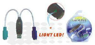 USB į dvigubą PS/2 adapteris su LED indikacija