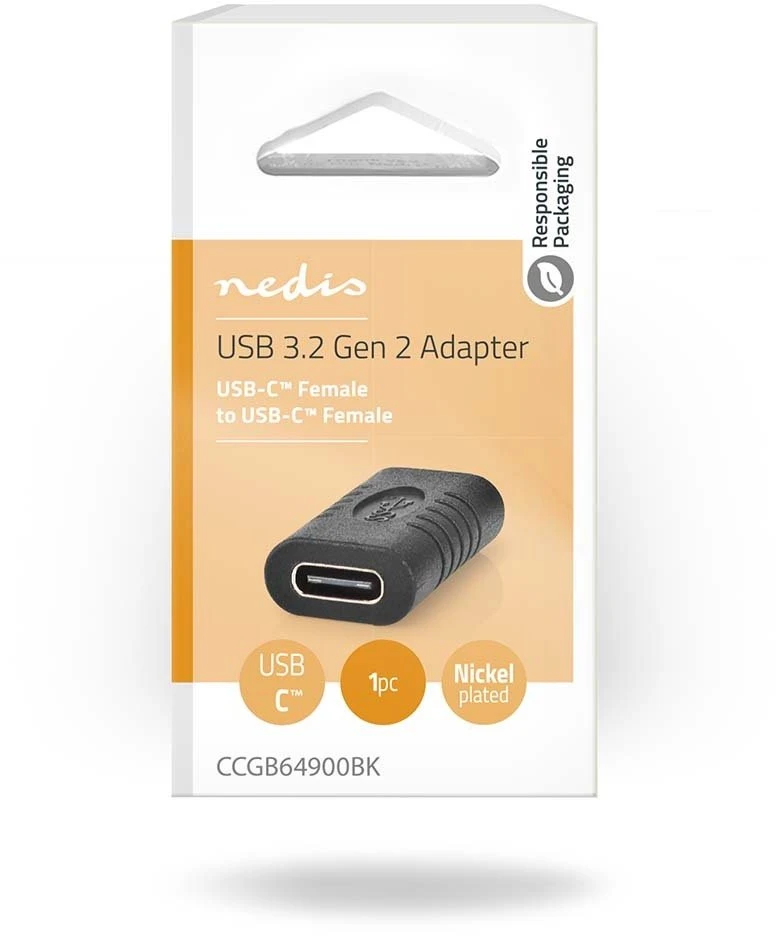 Adapteris USB Nedis CCGB64900BK USB-C - USB-C Juodas (CCGB64900BK)