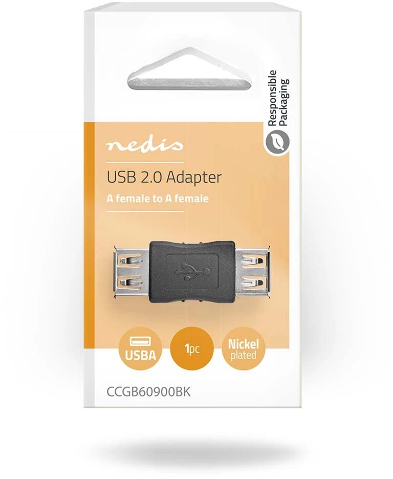 Adapteris NEDIS USB Type A F, USB Type A F, juodas