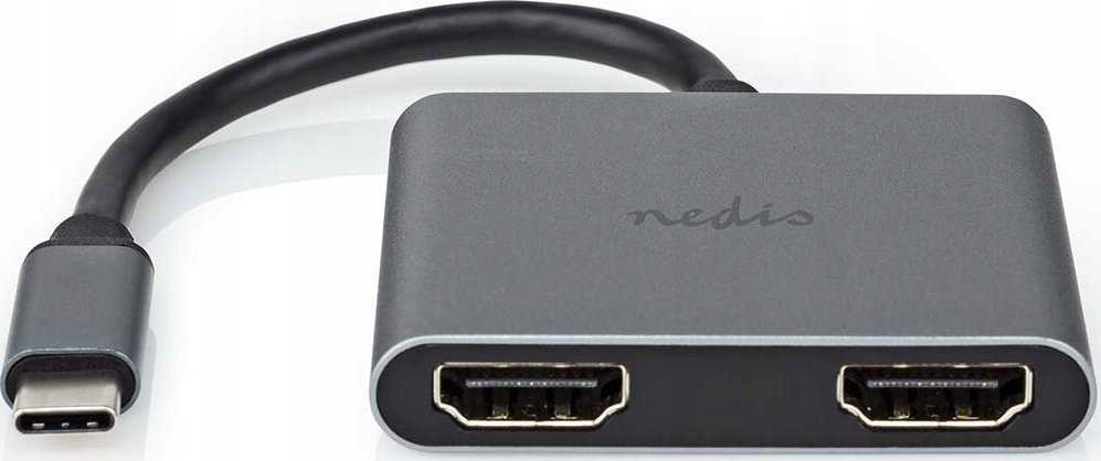 Nedis USB-C™ Adapteris USB 3.2 Gen 1 | USB-C™ Stecker | 2x HDMI™ | | 4K@30Hz | 0.10 m | Rund | Vernickelt | PVC | Juodas