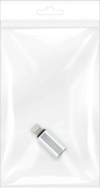 Sidabrinis USB-C į Lightning adapteris maišelyje